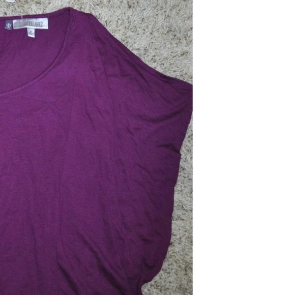 Womens Winged Sleeve Top Jennifer Lopez XS Purple Keyhole Neck Jersey Stretch - Picture 4 of 6
